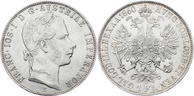 Franz Joseph I., 1 Gulden 1860, E, Karlsburg Franz Joseph I., 1 Gulden 1860, E, Karlsburg, Fruh. 1458; aUNC

Grade: aUNC