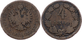 Franz Joseph I., 4 Kreuzer 1861, E, Karlsburg Franz Joseph I., 4 Kreuzer 1861, E, Karlsburg, Fruh. 1625|edge nicks, rare!; F/aVF

Grade: F/aVF