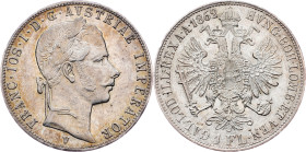 Franz Joseph I., 1 Gulden 1862, V, Venice Franz Joseph I., 1 Gulden 1862, V, Venice, Fruh. 1467|remains of mint luster, toned, rare; aUNC

Grade: aU...