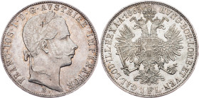 Franz Joseph I., 1 Gulden 1863, B, Kremnitz Franz Joseph I., 1 Gulden 1863, B, Kremnitz, Fruh. 1469|remains of mint luster, toned, rare; EF+

Grade:...
