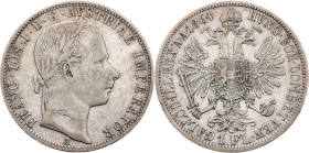 Franz Joseph I., 1 Gulden 1864, A, Vienna Franz Joseph I., 1 Gulden 1864, A, Vienna, Fruh. 1472|toned, rare; VF

Grade: VF