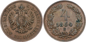 Franz Joseph I., 4 Kreuzer 1864, B, Kremnitz Franz Joseph I., 4 Kreuzer 1864, B, Kremnitz, Fruh. 1626; EF

Grade: EF