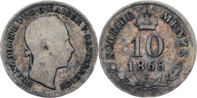 Franz Joseph I., 10 Kreuzer 1865, V, Venice Franz Joseph I., 10 Kreuzer 1865, V, Venice, Fruh. 1599|toned; F/aVF

Grade: F/aVF