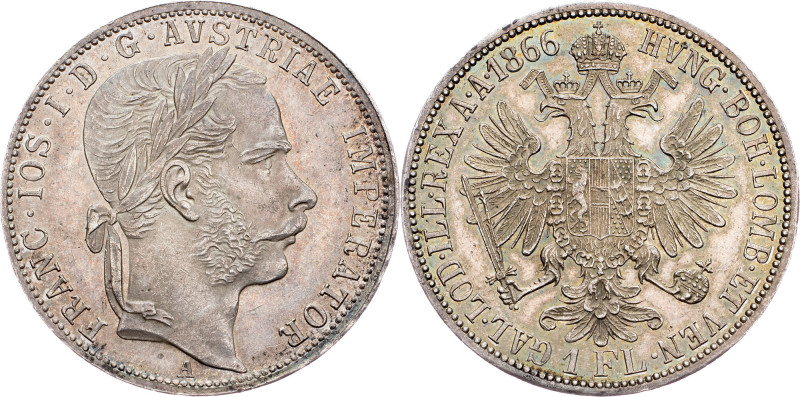 Franz Joseph I., 1 Gulden 1866, A, Vienna Franz Joseph I., 1 Gulden 1866, A, Vie...