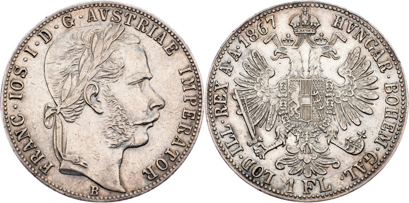 Franz Joseph I., 1 Gulden 1867, B, Kremnitz Franz Joseph I., 1 Gulden 1867, B, K...