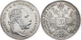 Franz Joseph I., 20 Kreuzer 1868, Vienna Franz Joseph I., 20 Kreuzer 1868, Vienna, Fruh. 1579; EF+

Grade: EF+