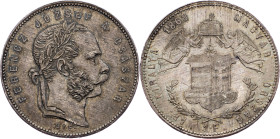 Franz Joseph I., 1 Forint 1868, GYF, Karlsburg Franz Joseph I., 1 Forint 1868, GYF, Karlsburg, Fruh. 1768|beautiful toning, mint luster, rare in this ...