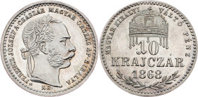 Franz Joseph I., 10 Krajczár 1868, KB, Kremnitz Franz Joseph I., 10 Krajczár 1868, KB, Kremnitz, Fruh. 1813|Artex restrike; PROOF

Grade: PROOF