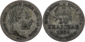 Franz Joseph I., 10 Krajczár 1869, KB, Kremnitz Franz Joseph I., 10 Krajczár 1869, KB, Kremnitz, Fruh. 1815|toned; aVF

Grade: aVF