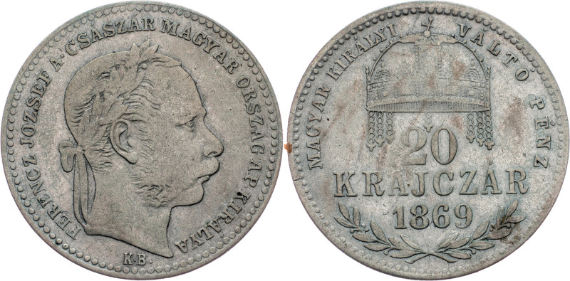 Franz Joseph I., 20 Krajczár 1869, KB, Kremnitz Franz Joseph I., 20 Krajczár 186...