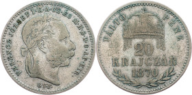 Franz Joseph I., 20 Krajczár 1870, GYF, Karlsburg Franz Joseph I., 20 Krajczár 1870, GYF, Karlsburg, Fruh. 1805|toned; VF

Grade: VF