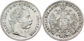 Franz Joseph I., 10 Kreuzer 1871, Vienna Franz Joseph I., 10 Kreuzer 1871, Vienna, Fruh. 1604|extraordinary specimen with mint luster, rare!; UNC

G...