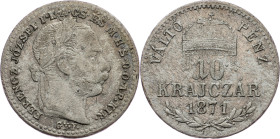 Franz Joseph I., 10 Krajczár 1871, GYF, Karlsburg Franz Joseph I., 10 Krajczár 1871, GYF, Karlsburg, Fruh. 1819|toned; F

Grade: F