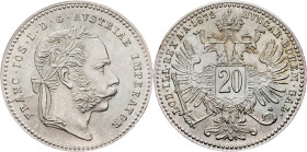 Franz Joseph I., 20 Kreuzer 1872, Vienna Franz Joseph I., 20 Kreuzer 1872, Vienna, Fruh. 1582|extraordinary specimen with mint luster, min. toned, rar...