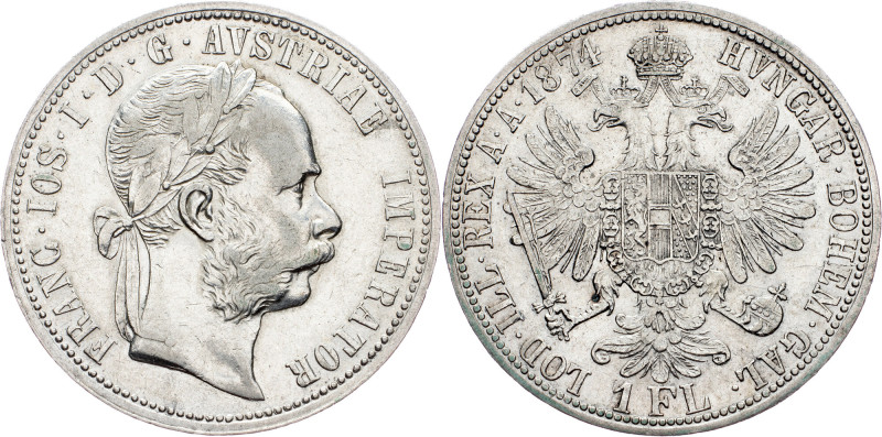 Franz Joseph I., 1 Gulden 1874, Vienna Franz Joseph I., 1 Gulden 1874, Vienna, F...