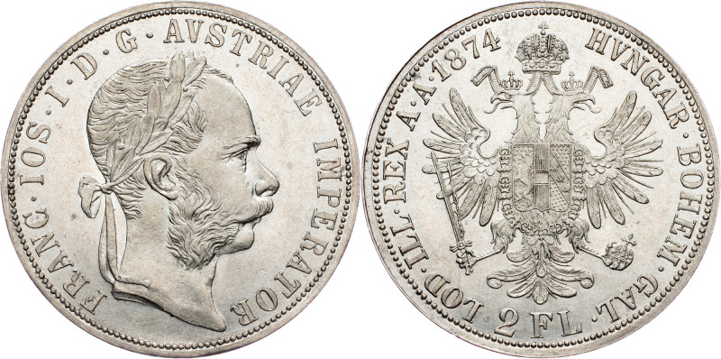 Franz Joseph I., 2 Gulden 1874, Vienna Franz Joseph I., 2 Gulden 1874, Vienna, F...