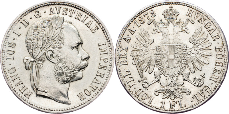 Franz Joseph I., 1 Gulden 1878, Vienna Franz Joseph I., 1 Gulden 1878, Vienna, F...