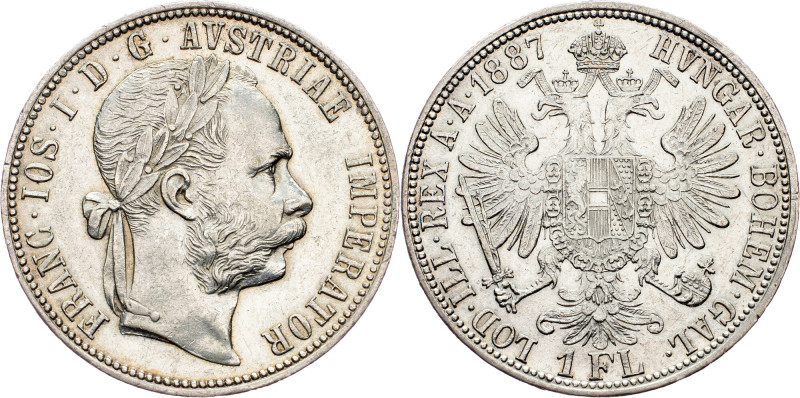 Franz Joseph I., 1 Gulden 1887, Vienna Franz Joseph I., 1 Gulden 1887, Vienna, F...