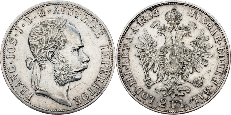 Franz Joseph I., 2 Gulden 1892, Vienna Franz Joseph I., 2 Gulden 1892, Vienna, F...