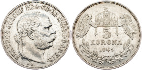 Franz Joseph I., 5 Korona 1909, KB, Kremnitz Franz Joseph I., 5 Korona 1909, KB, Kremnitz, Fruh. 2110; VF+

Grade: VF+