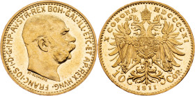 Franz Joseph I., 10 Krone 1911, Vienna Franz Joseph I., 10 Krone 1911, Vienna, Fruh. 1957|PROOFlike; aUNC

Grade: aUNC