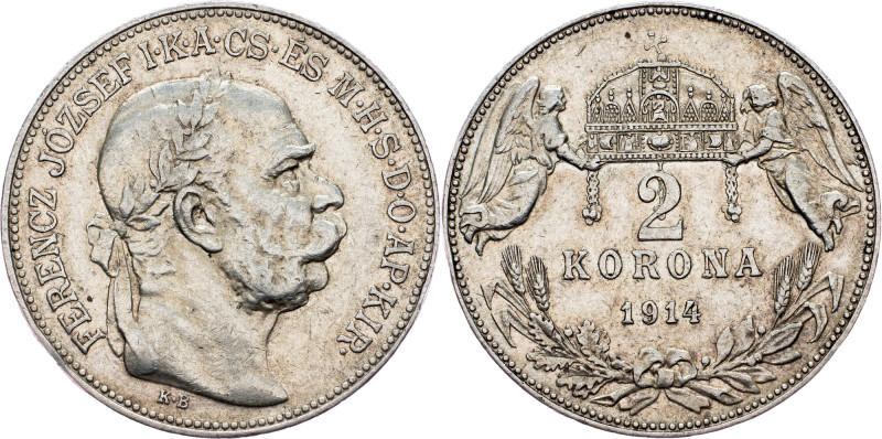 Franz Joseph I., 2 Korona 1914, KB, Kremnitz Franz Joseph I., 2 Korona 1914, KB,...