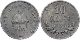 Charles I., 10 Fillér 1918, KB, Kremnitz Charles I., 10 Fillér 1918, KB, Kremnitz, Fruh. 2215; EF

Grade: EF