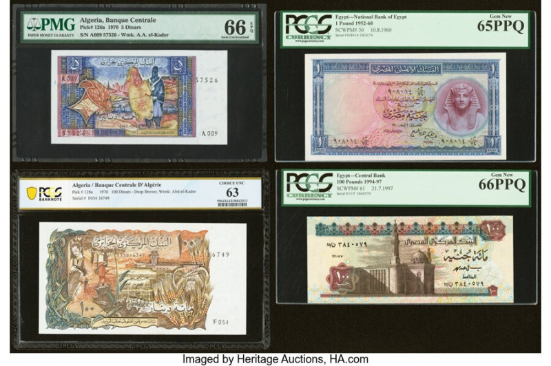 Algeria Banque Centrale d'Algerie 5; 100 Dinars 1.11.1970 Pick 126a; 128a Two Ex...