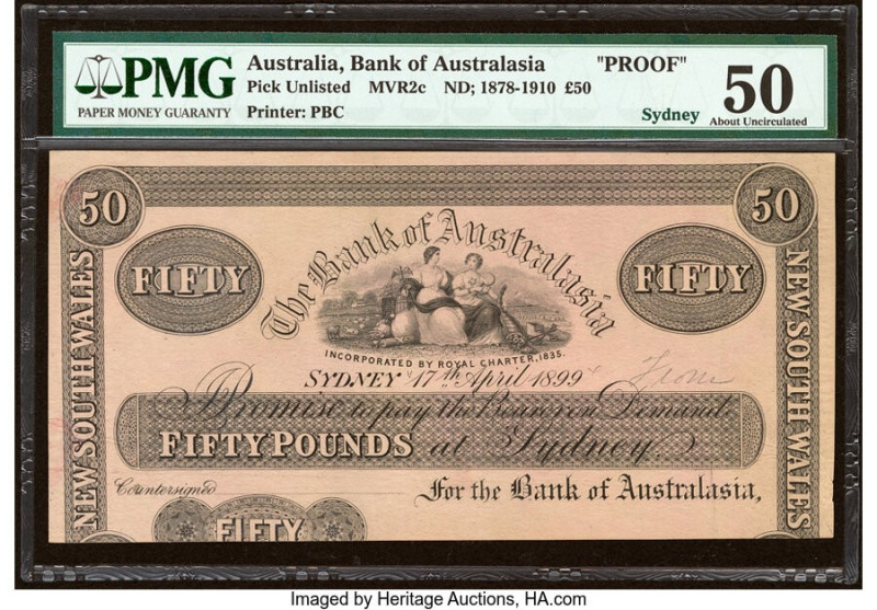 Australia Bank of Australasia, Sydney 50 Pounds 17.4.1899 Pick Unlisted Face Pro...