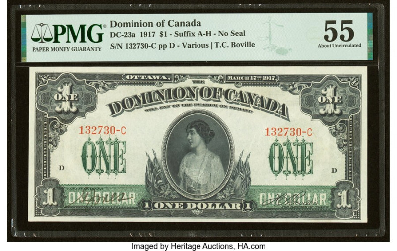 Canada Dominion of Canada $1 17.3.1917 DC-23a PMG About Uncirculated 55. 

HID09...