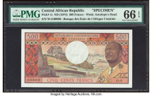 Central African Republic Banque des Etats de l'Afrique Centrale 500 Francs ND (1974) Pick 1s Specimen PMG Gem Uncirculated 66 EPQ. 

HID09801242017

©...