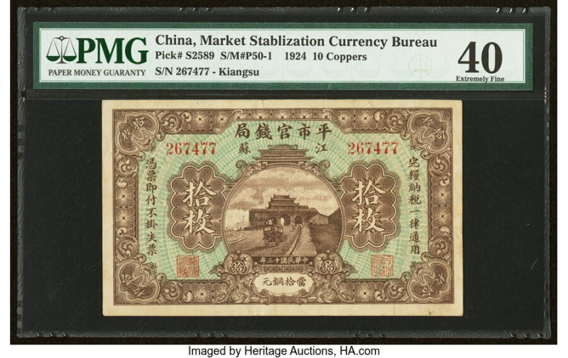 China Market Stabilization Currency Bureau 10 Coppers 1924 Pick S2589 S/M#P50-1 ...