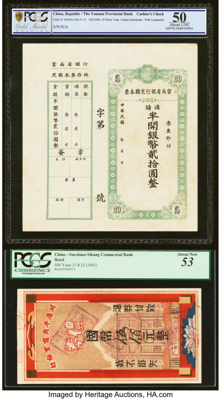 China Yunnan Provincial Bank 20 Silver Yuan ND (1949) Pick Unlisted Remainder wi...