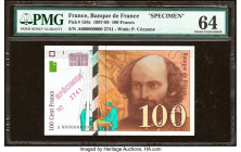 France Banque de France 100 Francs 1997 Pick 158s Specimen PMG Choice Uncirculated 64. Roulette cancelled, minor rust, and pinholes. 

HID09801242017
...