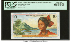French Antilles Institut d'Emission des Departements d'Outre-Mer 10 Francs ND (1964) Pick 8b PCGS Gem New 66PPQ. 

HID09801242017

© 2022 Heritage Auc...