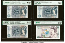 Great Britain Bank of England 5 (3); 20 Pounds ND (1963-66) (3); (1988) Pick 375a (2); 375b; 380d Four Examples PMG Choice About Unc 58 EPQ; Choice Un...