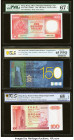 Hong Kong Hongkong & Shanghai Banking Corp. 100 Dollars 1.1.1989 Pick 198a KNB83a PMG Superb Gem Unc 67 EPQ; Hong Kong Standard Chartered Bank 150 Dol...