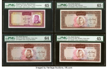 Iran Bank Markazi 100; 1000 (3) Rials ND (1963-1969) Pick 77; 83; 89 (2) Four Examples PMG Choice Extremely Fine 45; Choice Uncirculated 64; Gem Uncir...
