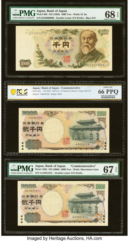 Japan Bank of Japan 1000; 2000 (2) Yen ND (1963); ND (2000) (2) Pick 96d; 103a; ...