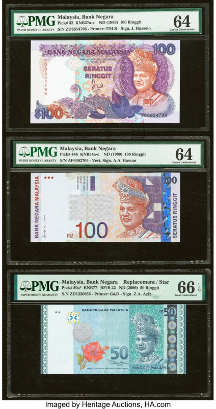 Malaysia Bank Negara 50; 100 (2) Ringgit ND (1989); (1999); (2009) Pick 32; 44b;...