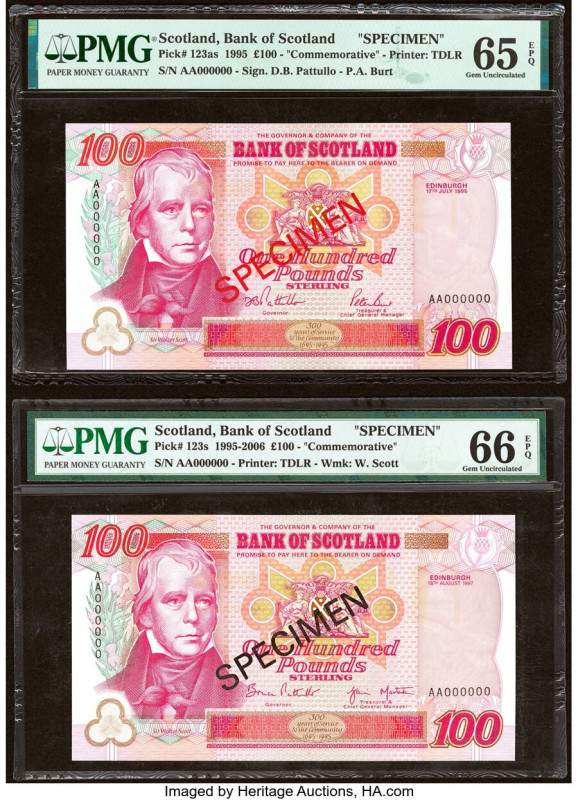 Scotland Bank of Scotland 100 Pounds 17.7.1995; 18.8.1997 Pick 123as; 123bs Two ...