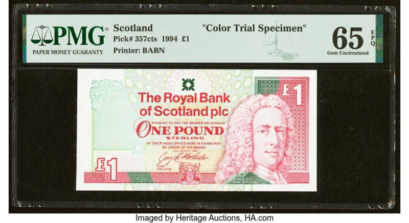 Scotland Royal Bank of Scotland PLC 1 Pound 23.3.1994 Pick 357cts Color Trial Sp...