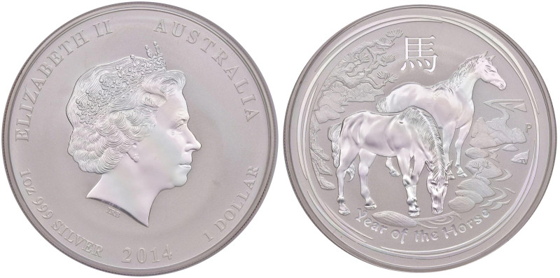 AUSTRALIA Elisabetta II (1952-2022) Dollaro 2014 - (g 31,44) AG contenitore di p...