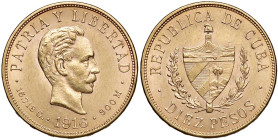 CUBA 10 Pesos 1916 - KM 20 (g 16,72) AU
SPL/SPL+
