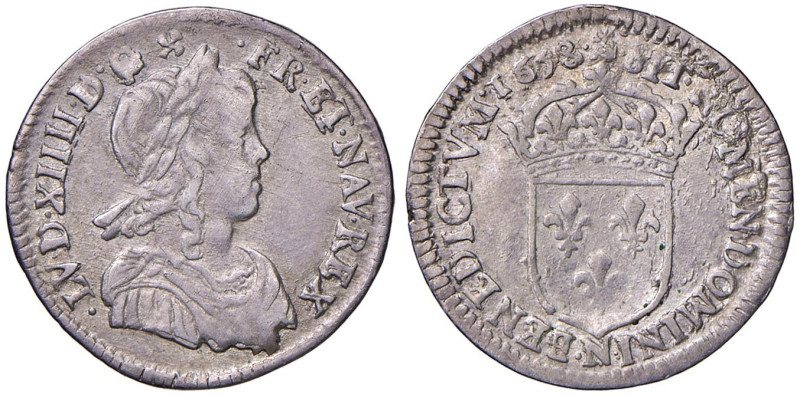 FRANCIA Luigi XIV (1643-1715) 1/12 Écu 1658 - KM 166; Gad. 112 AG (g 2,23)
qBB/...