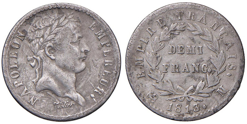 FRANCIA Napoleone I (1804-1814) Mezzo franco 1813 M - Gad. 399 (g 2,44) AG
MB-B...