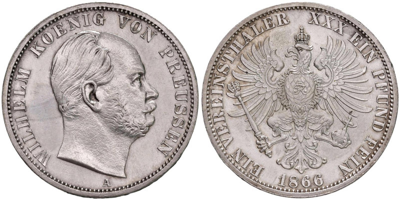 GERMANIA Prussia Gugliemo I (1861-1888) Tallero 1866 A - KM 494 (g 18,53) AG
SP...