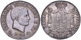 BOLOGNA Napoleone I Re d'Italia (1805-1814) 5 Lire 1810 B puntali aguzzi - Gig. 101 (g 25,00) AG R Colpetti
BB-SPL