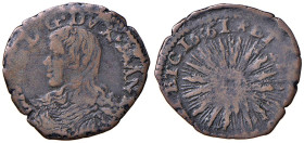 CASALE Carlo II Gonzaga/Nevers (1647-1665) Soldo con sole raggiante 1661 - MIR 361 (g 1,35) CU
MB