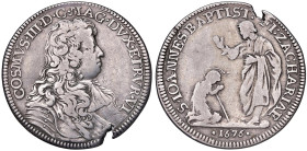 FIRENZE Cosimo III de' Medici (1670-1723) Mezza piastra 1676 - MIR 331 AG (g 15,18) R Rara variante con BAPTIST al R/. Mancanza di metallo al bordo
M...